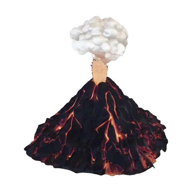 3D model for volcano mid eruption
