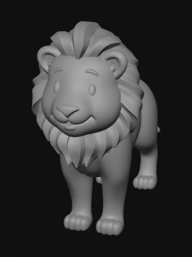 3D model for Erstelle mir einen Löwen den man gut 3d drucken kann