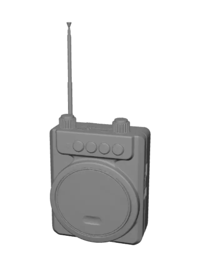 3D model for Vintage portable radio with extended antenna
