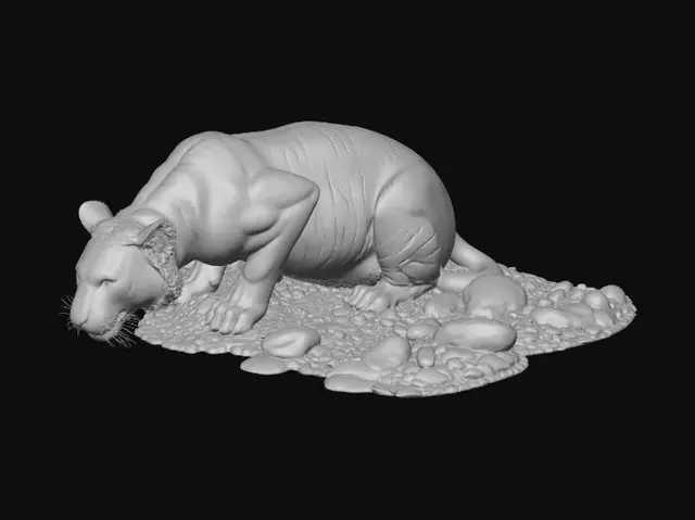 3D model for Tiger Drinking at the Riverbank