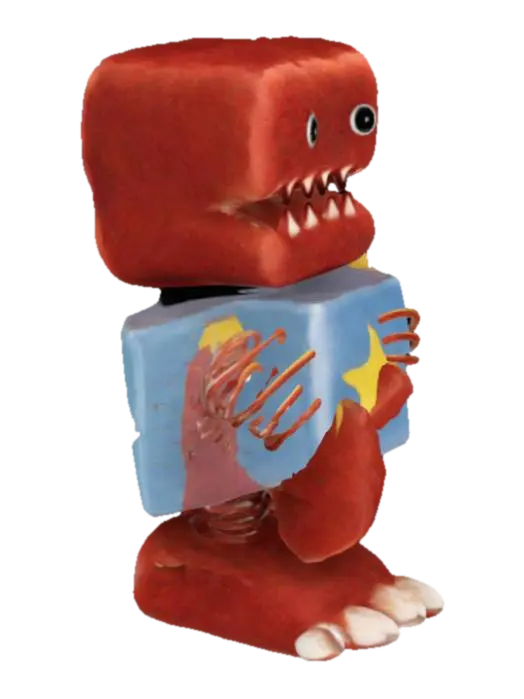 Fuzzy Jack-in-the-Box Monster - Curiousmonkey 3D model, vytvořený pomocí AI