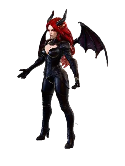 Demoness Tiefling, #villain# - Villainess 3D model, vytvořený pomocí AI