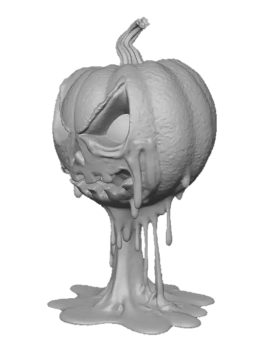 3D model for “A grotesque, melting jack-o’-lantern pumpkin with a distorted, sagging face, as if partially liquefied by dark magic or extreme heat. The carved eyes and mouth appear to drip downward, creating stretched, organic shapes. The pumpkin’s surface has realistic, wrinkled texture, with areas of smooth melt flow and rougher pumpkin skin. Candlelight glows from inside, illuminating the melted contours and pooling wax-like drips at the base. Designed for 3D printing, with stable form and moderate poly count suitable for scaling from small tabletop décor to large yard props.”
Style Tags:
horror, melting, Halloween, organic, 3d printable, creepy, realistic, jack-o-lantern, cursed pumpkin