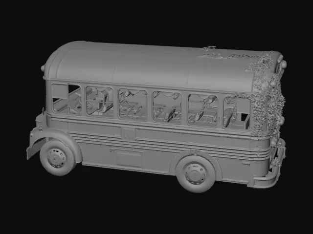 3D model for old abandoned broken down dirty school bus
 that has been sitting for ages through the zombie appocalyps