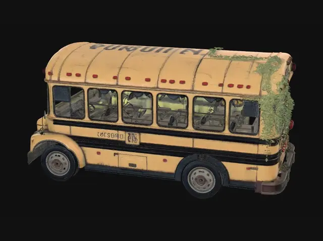 3D model for old abandoned broken down dirty school bus
 that has been sitting for ages through the zombie appocalyps