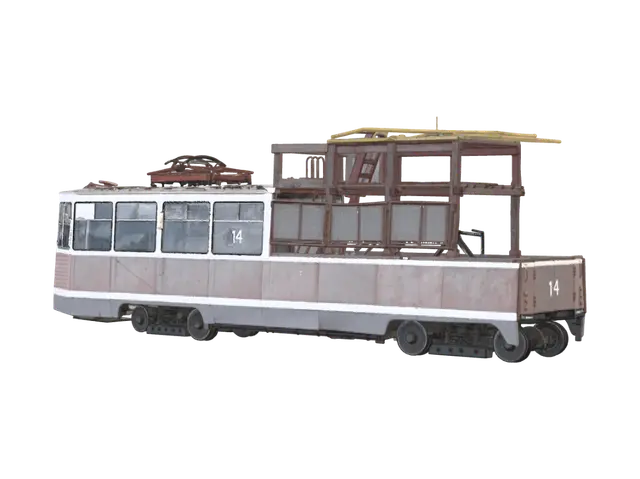 Forgotten Tram Number 14 3D model, vytvořený pomocí AI