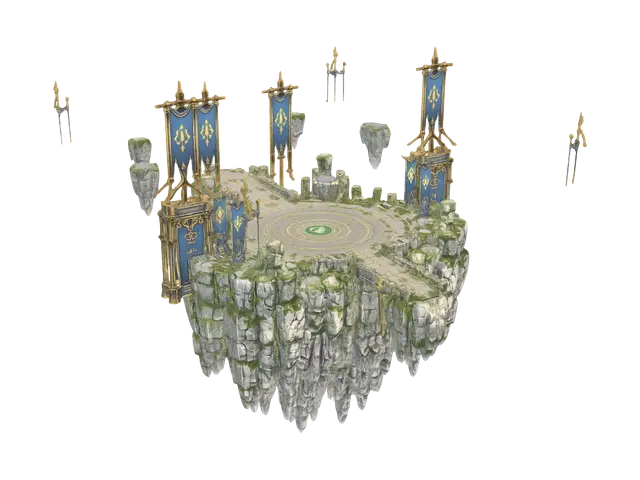 Modello 3D Skyborne Citadel, generato dall’IA