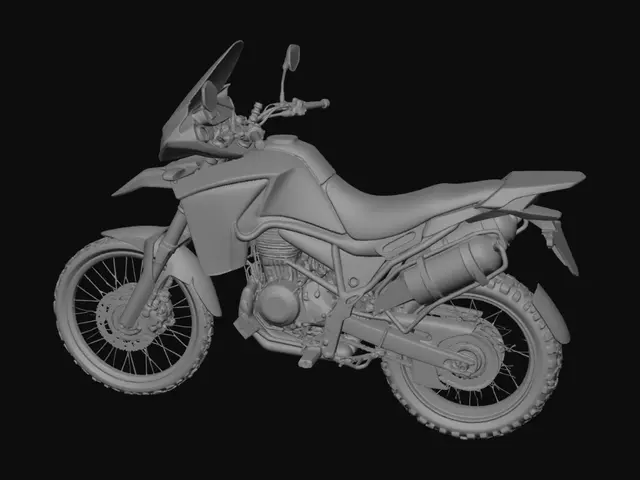 3D model for watertight mesh, manifold geometry, thickened fragile parts, reinforced spokes and handlebars, printable orientation, no unsupported floating elements, durable miniature construction. Single-piece model whenever possible.

Style: realistic scale model, collector miniature, adventure motorcycle.

Features: CRF1000L Africa Twin, rally design, dual headlights, spoke wheels, engine details, adventure equipment.

Quality: ultra-detailed sculpt, high-poly model, miniature display quality, optimized for resin printing, sharp mechanical details.