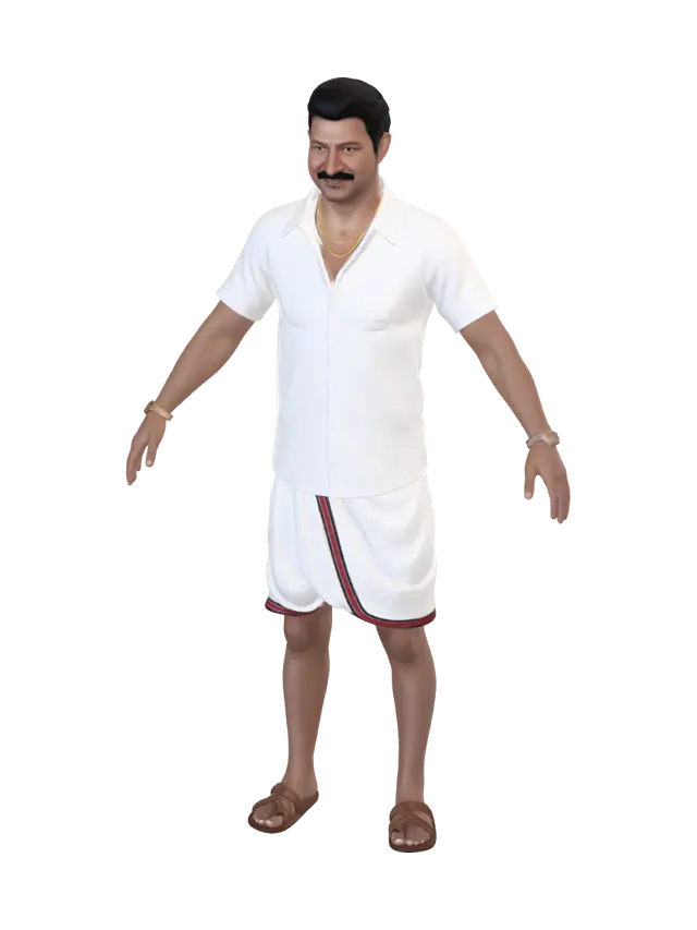 3D model for Man in White Outfit with Gold Accessories