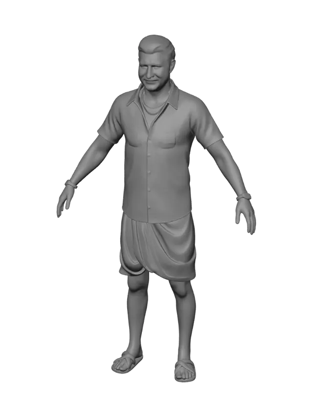 3D model for Man in White Outfit with Gold Accessories