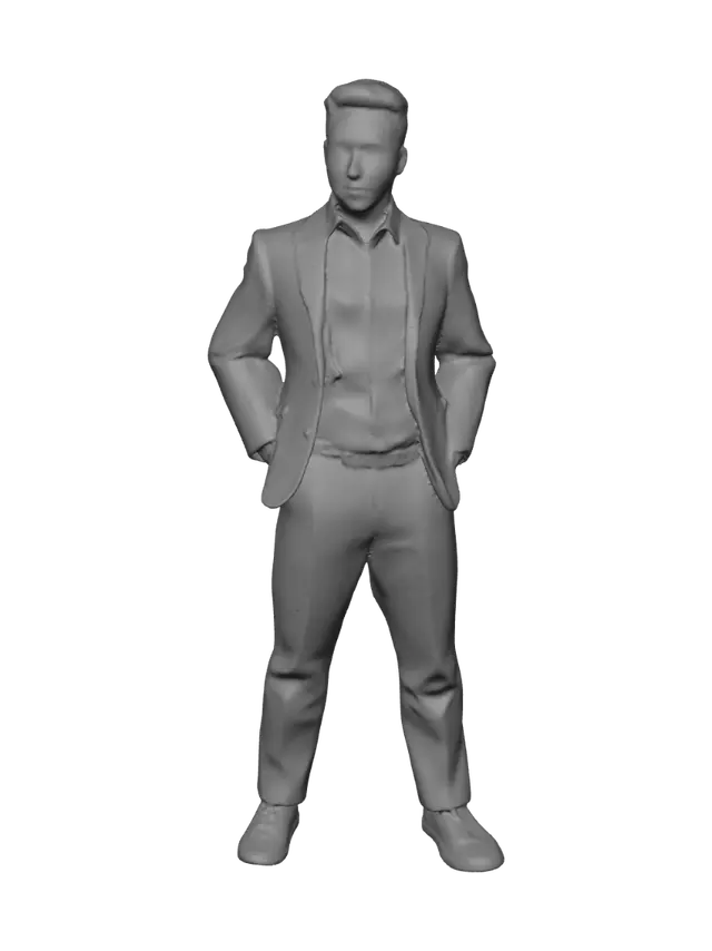 3D model for Create a high-quality realistic 3D character for a modern business simulation game inspired by games like Big Ambitions.

Style:
- Semi-realistic (not cartoon, not anime, not low-poly)
- Clean, modern, optimized for Unity
- Commercial game quality
- Neutral facial expression
- Professional appearance

Character:
- Young adult (male)
- Average build
- Business casual clothing
- Modern jacket or blazer
- Plain t-shirt or dress shirt underneath
- Jeans or chinos
- Clean sneakers or casual shoes
- Modern hairstyle
- No exaggerated proportions
- No fantasy or sci-fi elements

Technical Requirements:
- Full-body model
- A-pose or T-pose
- Game-ready topology
- Optimized for real-time rendering
- Separate materials for body, clothing, hair, and shoes
- PBR textures (Base Color, Normal, Roughness,