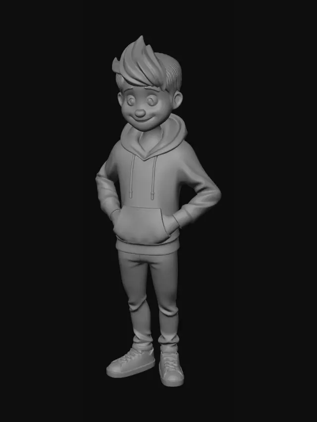 3D model for Create Alex, a stylized 3D game-ready character for OpenLife English School. Male, 25 years old, friendly, confident, intelligent and energetic. He is a virtual English mentor who guides students through lessons, challenges and achievements. Wear a modern purple hoodie (#8534D9) with orange details (#FF6506), dark jeans and white sneakers. Expressive face, warm smile, clean topology, optimized mesh, PBR materials, full-body design. Animation-ready rig with facial expressions and lip-sync. Include idle, walk, run, talk, wave, point, celebrate, think, explain and interact animations. Disney-Pixar inspired style, educational gamification mascot, vibrant colors, high-quality 3D character for Unity, Unreal Engine and WebGL.