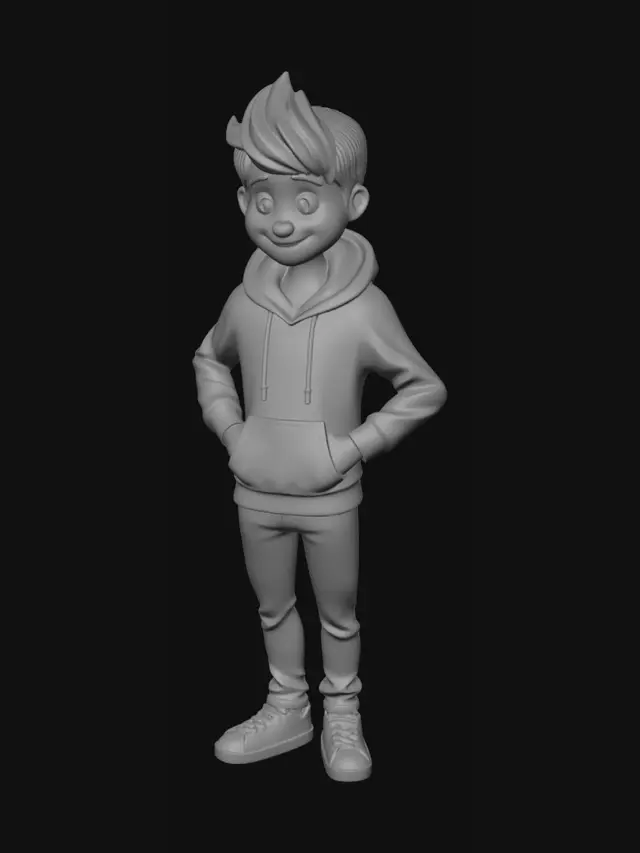 3D model for Create Alex, a stylized 3D game-ready character for OpenLife English School. Male, 25 years old, friendly, confident, intelligent and energetic. He is a virtual English mentor who guides students through lessons, challenges and achievements. Wear a modern purple hoodie (#8534D9) with orange details (#FF6506), dark jeans and white sneakers. Expressive face, warm smile, clean topology, optimized mesh, PBR materials, full-body design. Animation-ready rig with facial expressions and lip-sync. Include idle, walk, run, talk, wave, point, celebrate, think, explain and interact animations. Disney-Pixar inspired style, educational gamification mascot, vibrant colors, high-quality 3D character for Unity, Unreal Engine and WebGL.