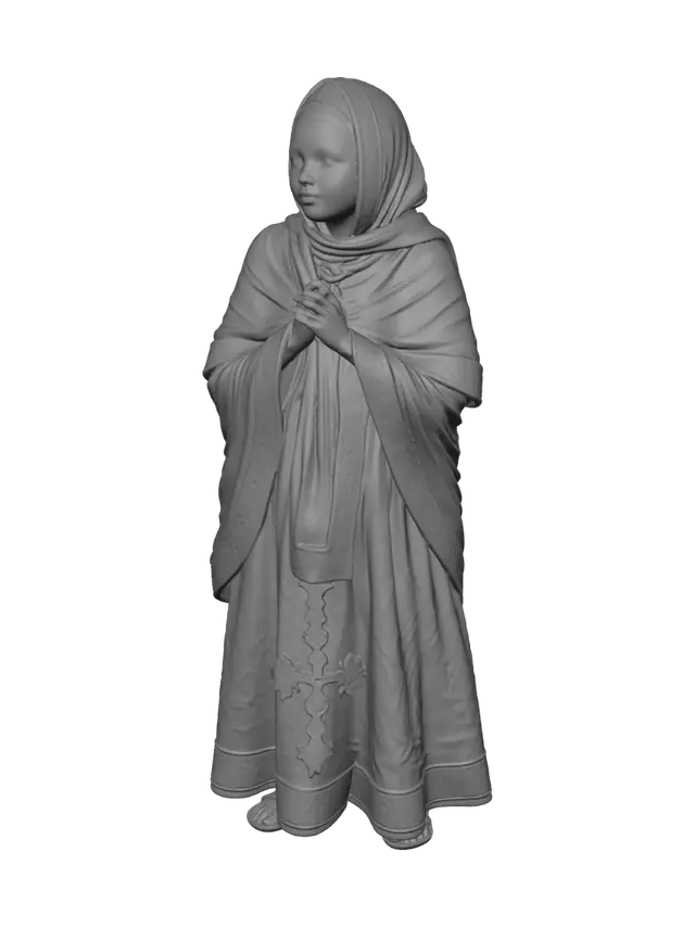 3D model for Traditional White Robe with Green and Gold Embroidered Trim