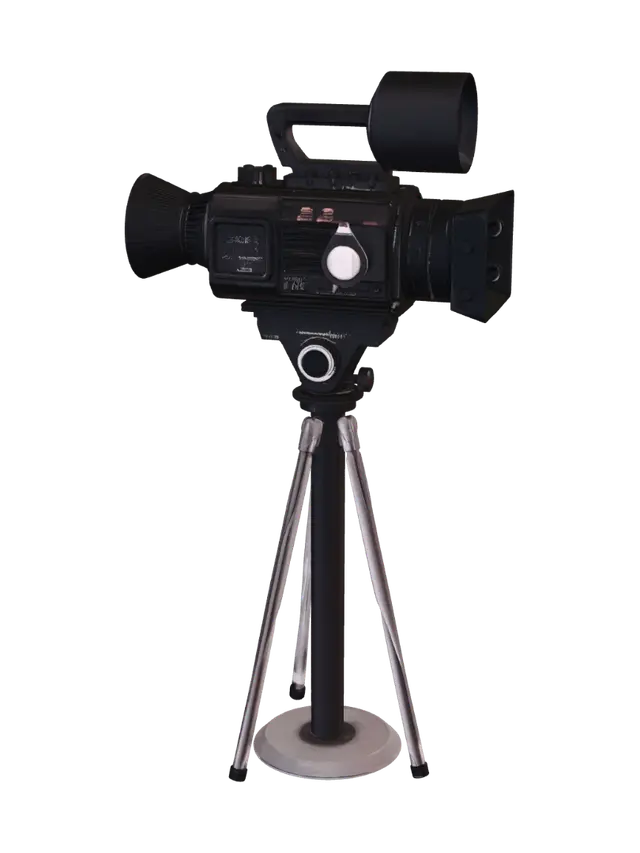 3D model for Retro 80's tv studio camera on tall stand
