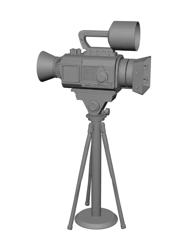 3D model for Retro 80's tv studio camera on tall stand