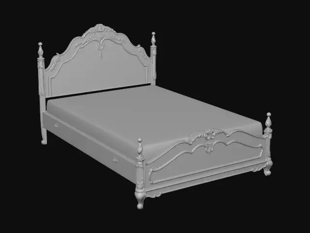 3D model for Ornate White Bedframe W/Mattress