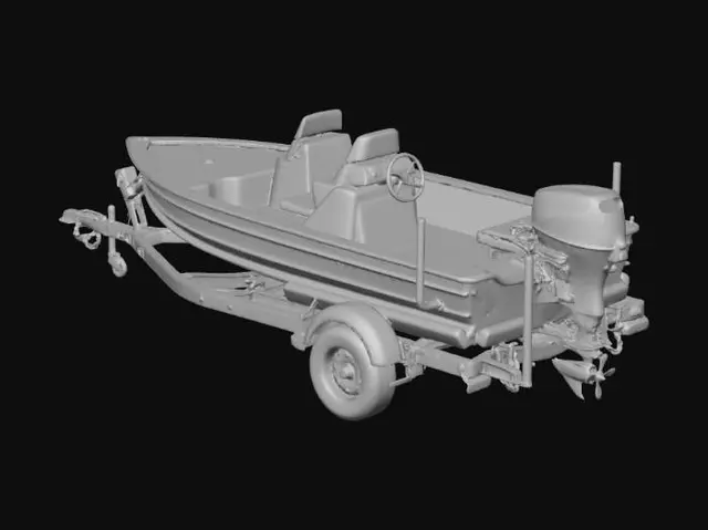 3D model for Small boat on a Trailer