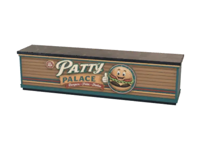 Patty Palace Fast Food Front Counter 3D model, vytvořený pomocí AI