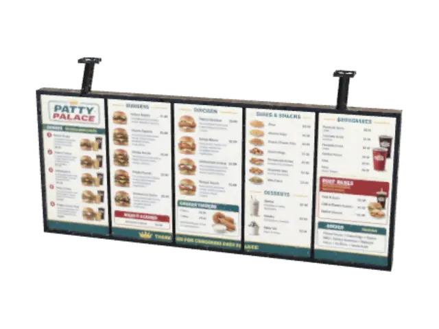 Patty Palace Menu Board 3D model, vytvořený pomocí AI