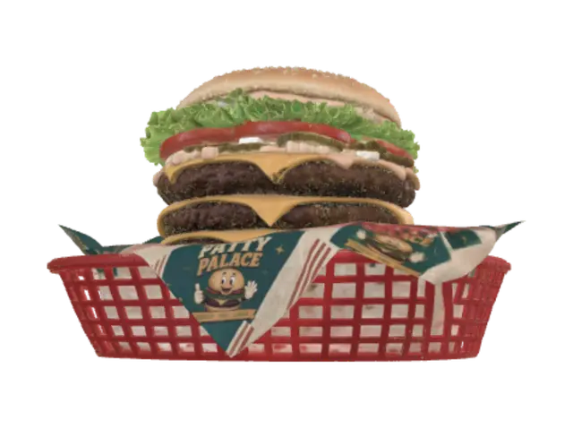 Patty Palace Triple Monster Burger - Pattypalace 3D model, vytvořený pomocí AI