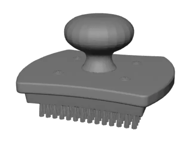 3D model for Wooden hand brush with metal bristles
