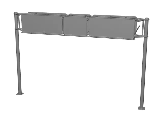 3D model for Three Blank Green Highway Signs