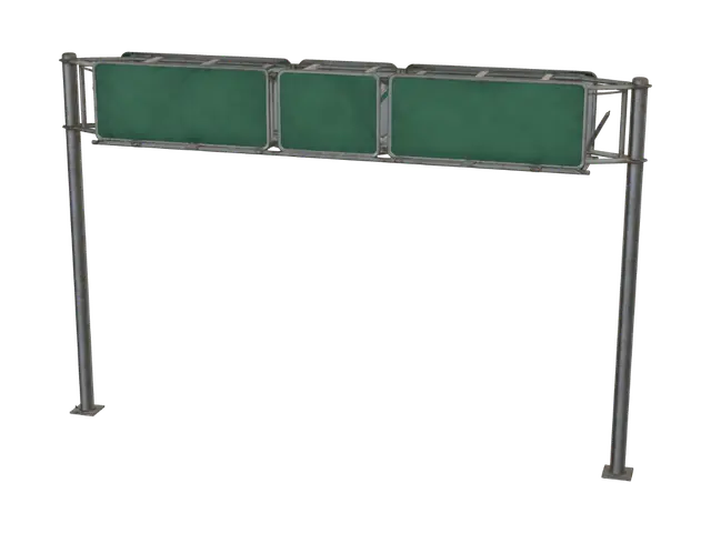 3D model for Three Blank Green Highway Signs