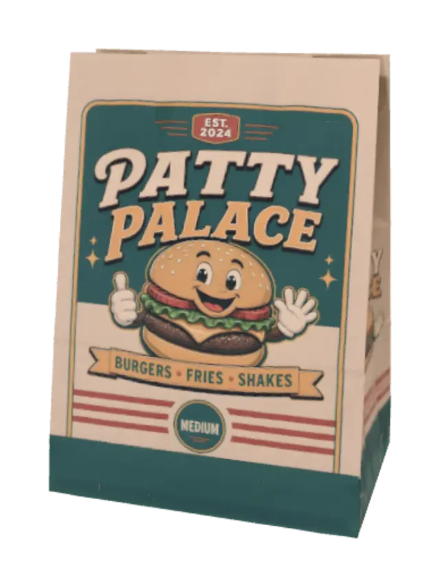Patty Palace Burger Bag - Pattypalace 3D model, vytvořený pomocí AI