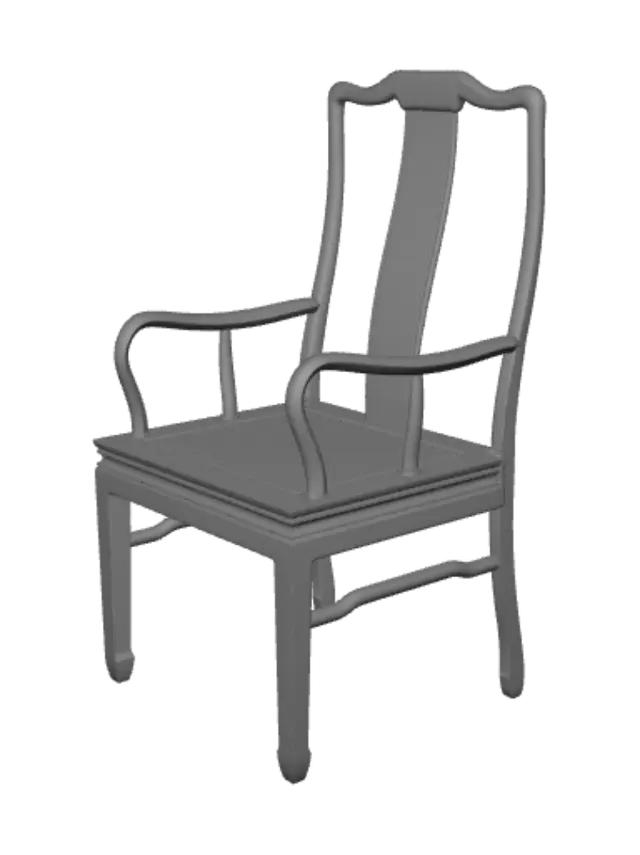 3D model for Red lacquered Chinese armchair