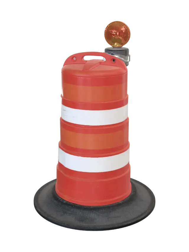 Orange traffic barrel with beacon 3D model, AI generated