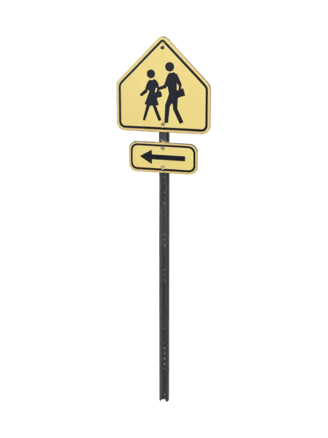 Pedestrian Crossing Sign with Left Arrow - Warning 3D model, vytvořený pomocí AI