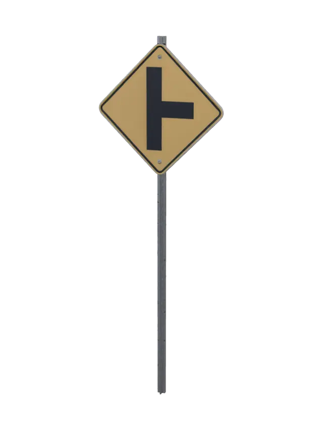 3D model for T-intersection warning sign