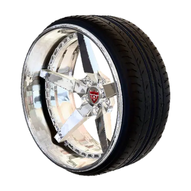RV-DF14: CUSTOM 2 PIECE 5 SPOKE FORGED WHEEL - Tire 3D model, vytvořený pomocí AI