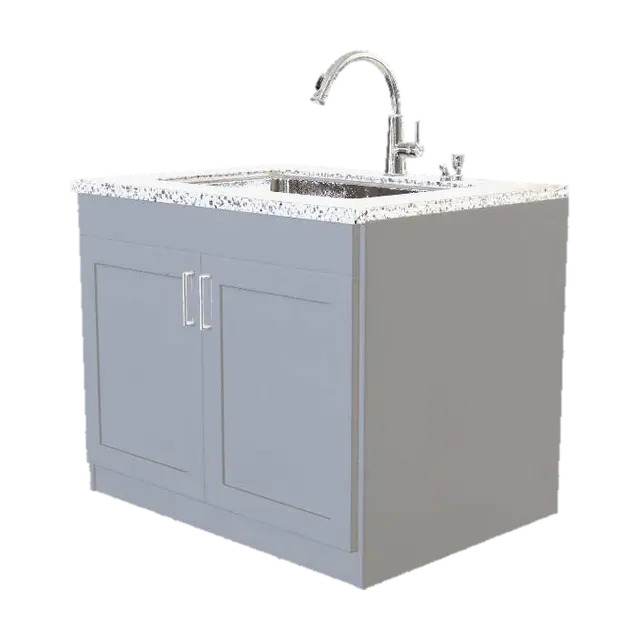 Gray Granite Kitchen Sink Cabinet - Room 3D model, vytvořený pomocí AI