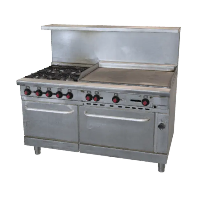 Modèle 3D Commercial Stainless Steel Range with Griddle, généré par IA