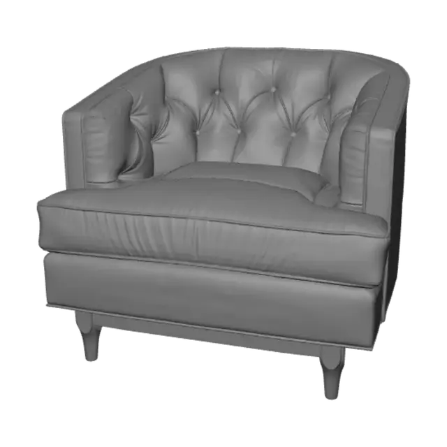 3D model for Emerald Velvet Tufted Armchair