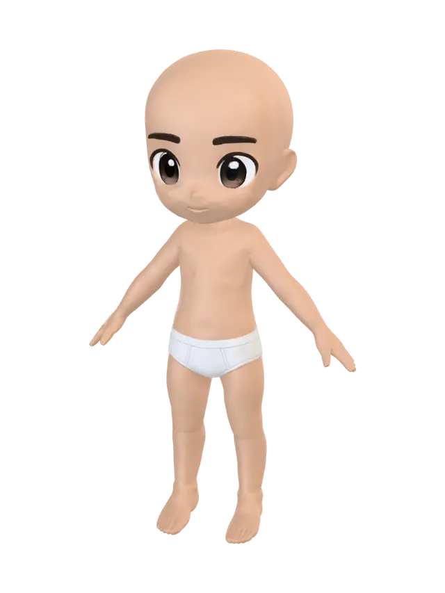3D model for Big-Eyed Bald Baby Doll