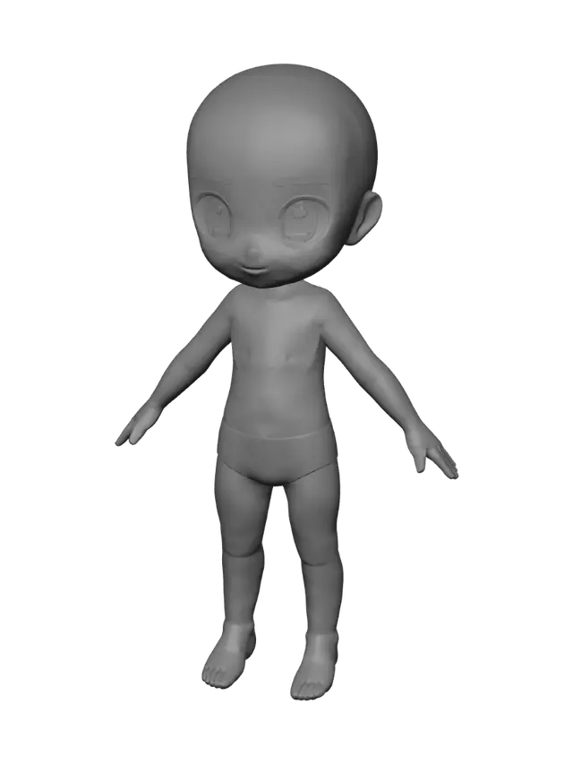 3D model for Big-Eyed Bald Baby Doll
