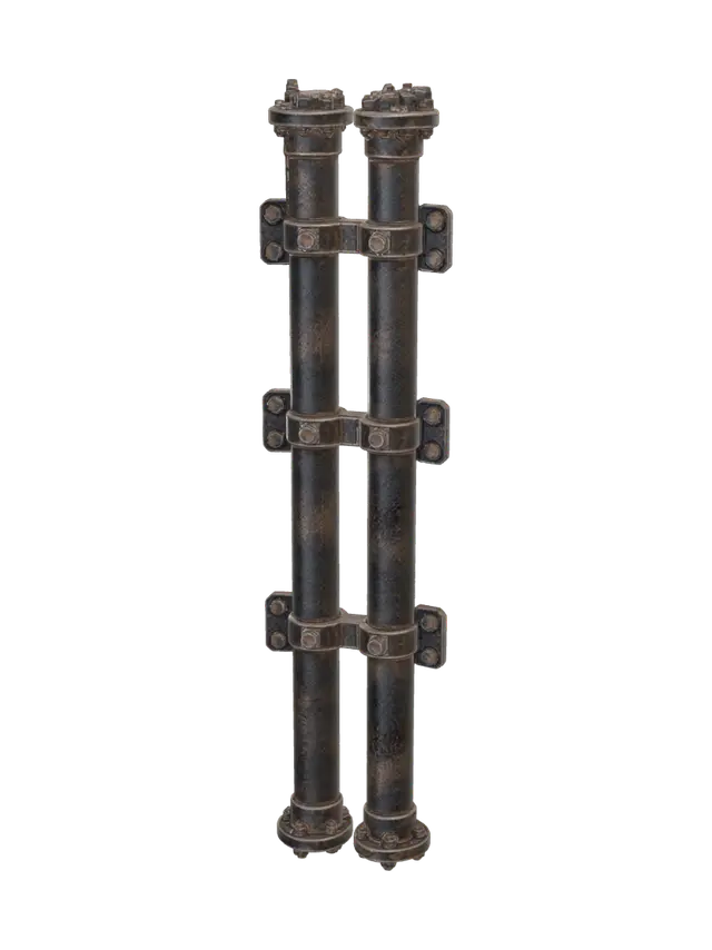 Rustbound Twin Pipes - Cylinder 3D model, vytvořený pomocí AI