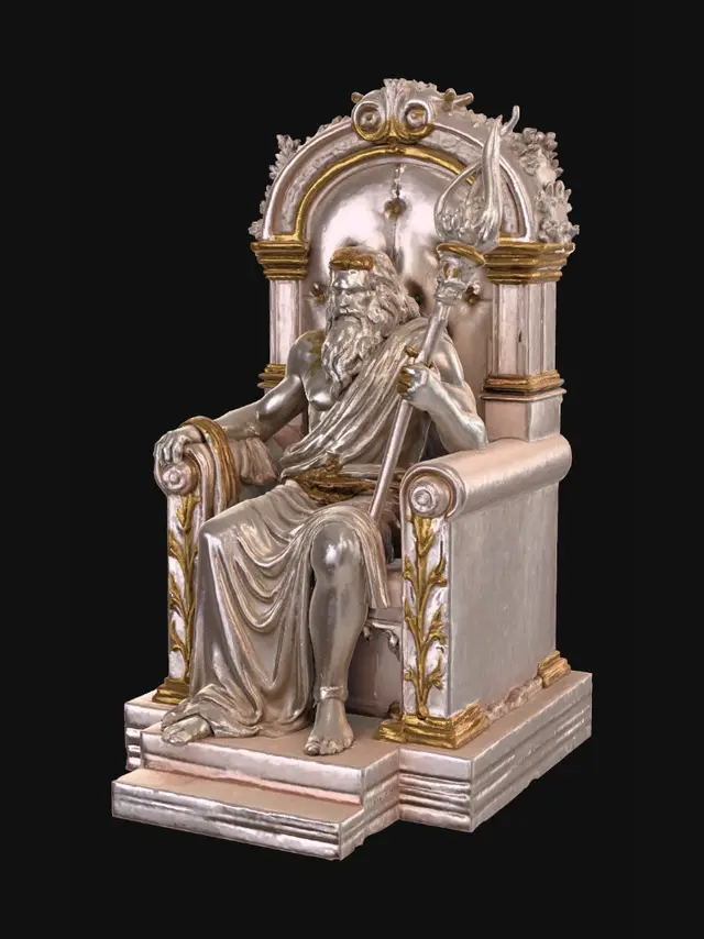 3D model for mythology god sitting in oversized throne