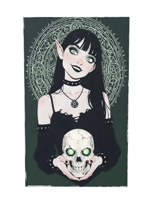 3D model for The Elven Necromancer with Skull