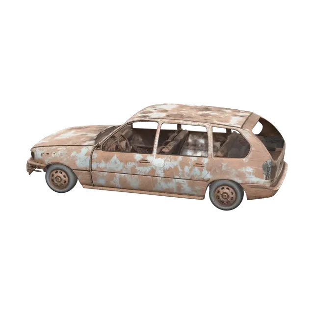 Realistic Rusty Car 3D model, vytvořený pomocí AI