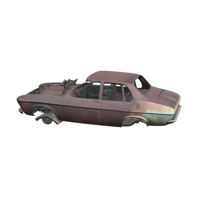 Stylized Rusty Car 3D model, vytvořený pomocí AI