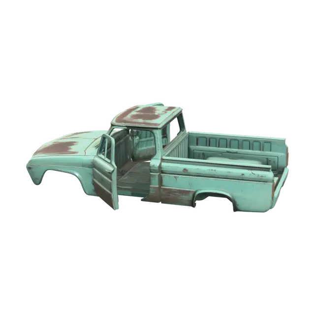 Weathered Rusty Car 3D model, vytvořený pomocí AI