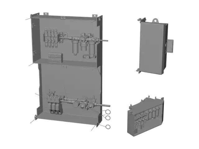 3D model for Skid-mounted heat exchanger and burner assembly – technical drawing