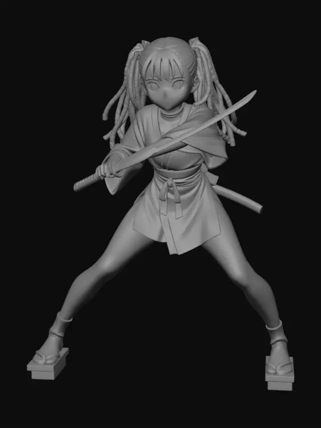 3D model for Green-Clad Katana Warrior