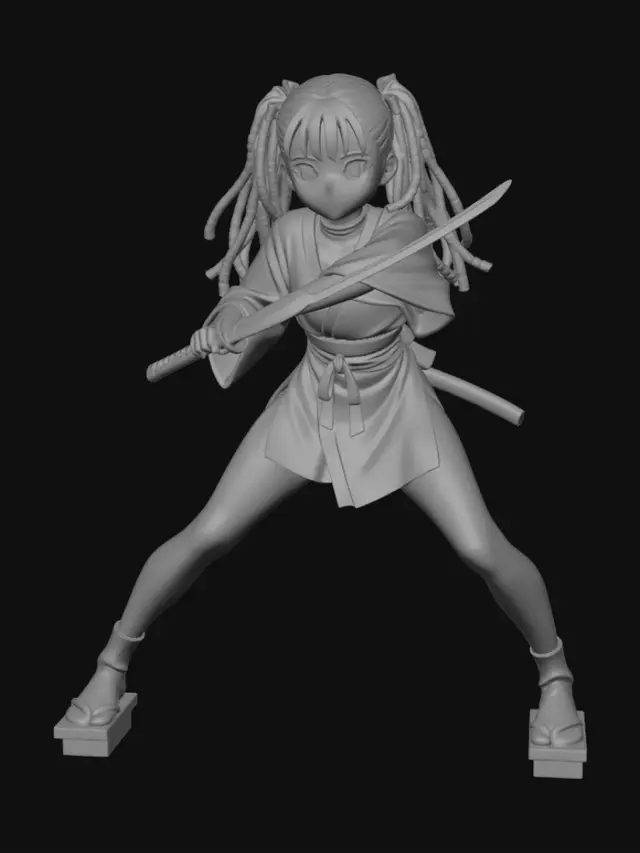 3D model for Green-Clad Katana Warrior