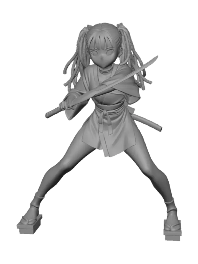 3D model for Green-Clad Katana Warrior