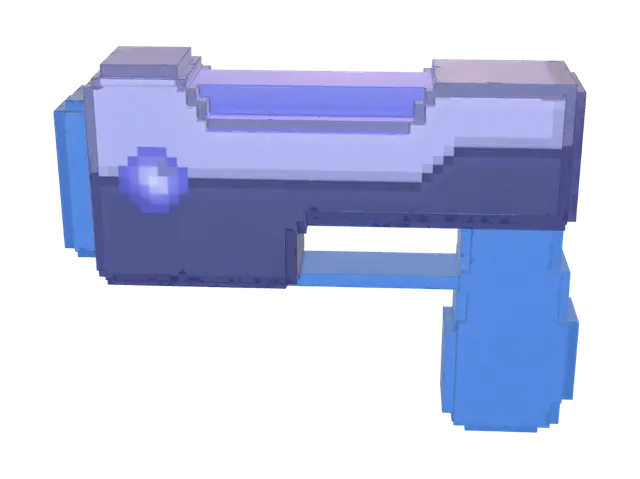 8-BIT revolver - Shooter 3D model, vytvořený pomocí AI